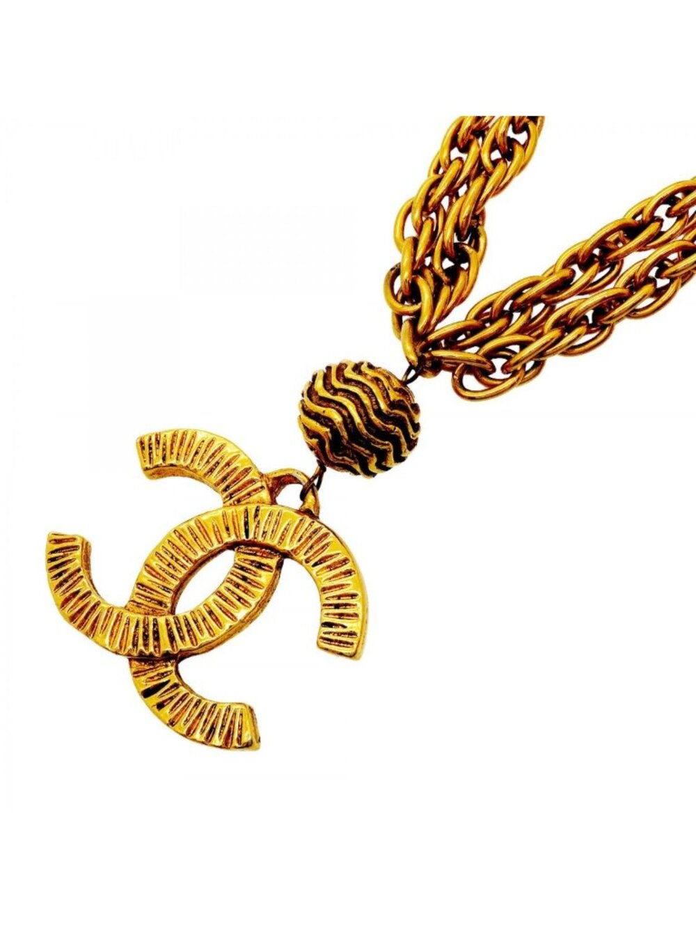 Chanel Necklace Vintage CC Logo Gold Plated